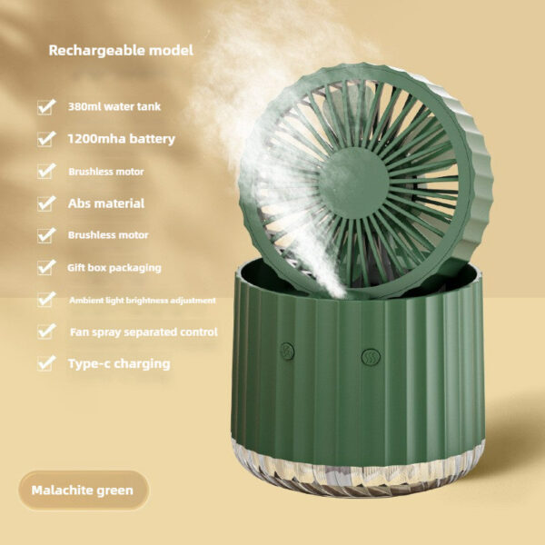 Foldable air cooler spray humidification small dormitory desktop usb charging portable fan