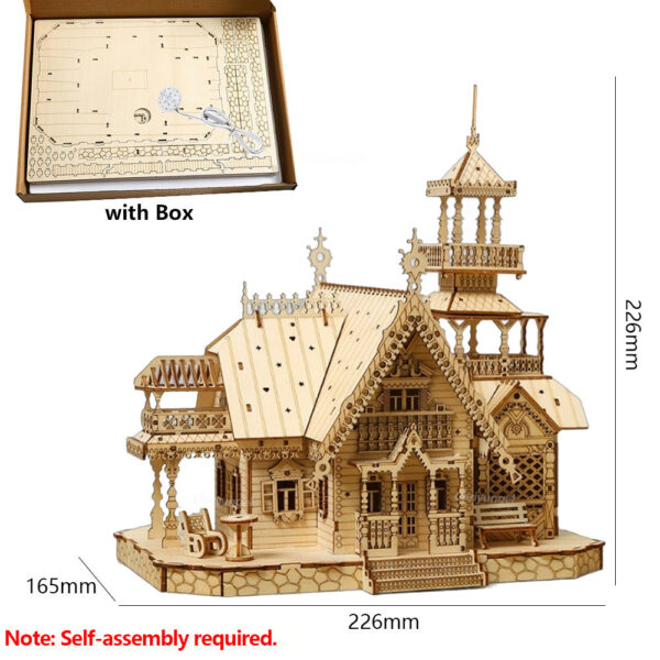 15c1a398ab5f099b Villa 3D Wooden Kit with Light Castle Puzzles Assembly Toy Kid Adult DIY Model Kits Desk Decoration for Gift