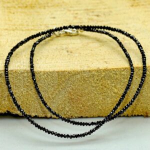 15c2b80ed54141f4 2.5-3mm artificial synthesis Black Diamond gemstone beads necklace 18Inches Thanksgiving Day National Style Christmas Relief Calming Fancy