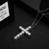 15c4892e67cdf198 Full Moissanite Cross Pendant Necklace Original 925 Sterling Sliver Chain Plated 18k White Gold Fine Necklace for Women Jewelry