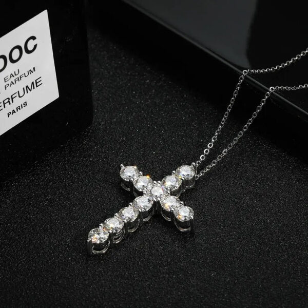 15c4892e67cdf198 Full Moissanite Cross Pendant Necklace Original 925 Sterling Sliver Chain Plated 18k White Gold Fine Necklace for Women Jewelry