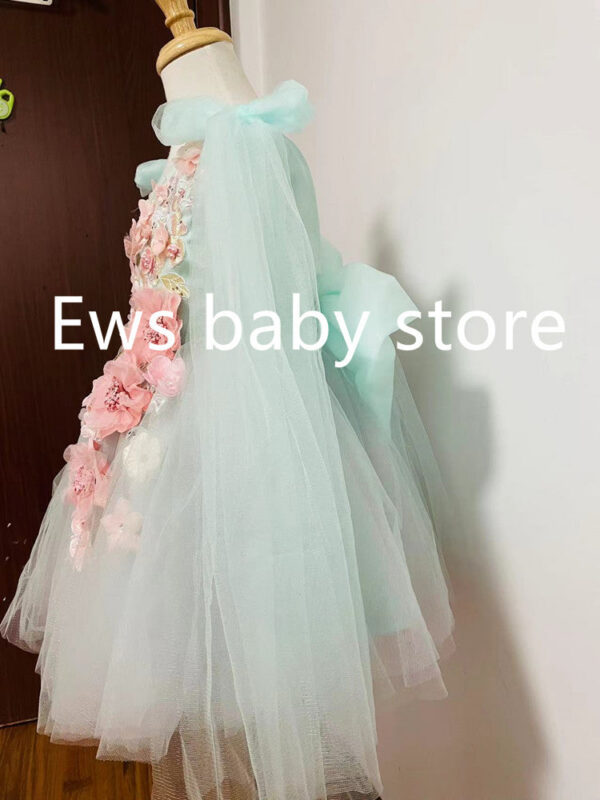 2024 New Children‘s Princess Evening Gown Sleeveless Pearls Appliques Design Wedding Birthday Baptism Party Girls Dresses A3650