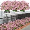 21 Bundles Artificial Outdoor UV Resistant Flowers No Fade Fake Outside Flowers Plastic Greenery Faux Shrubs Garden Porch Window Box Home Decoration(Purple)