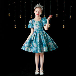 15d652f70996745b Baby wedding Party Dress Round neck printing princess Teens Kids Dresses Pageant Gown Girls dress Children’s wear