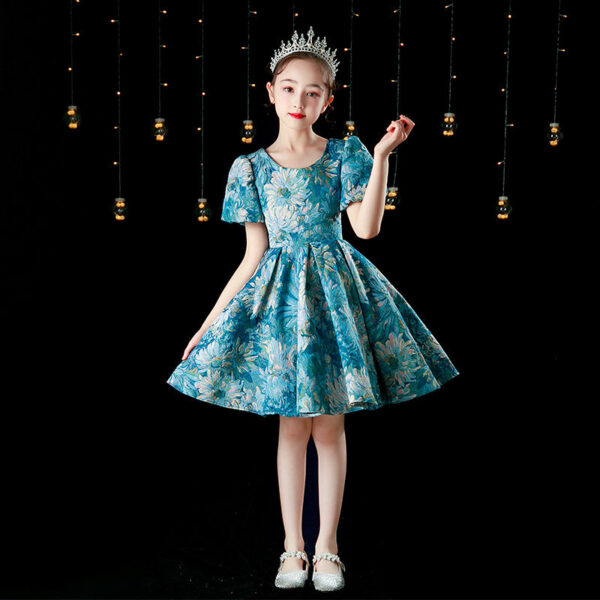 Baby wedding Party Dress Round neck printing princess Teens Kids Dresses Pageant Gown Girls dress Children’s wear