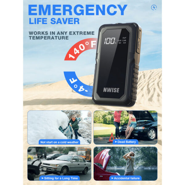 NWISE 2000A Power Bank Jump Portable Emergency Starter Auto Car Battery Charger Booster 12V Starting Device