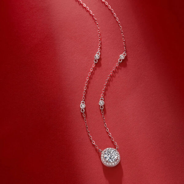 GRA Certified 0.3-3ct Moissanite for Women Sterling Sier Chain D Color VVS1 Round Cut Diamond Pendant Necklace