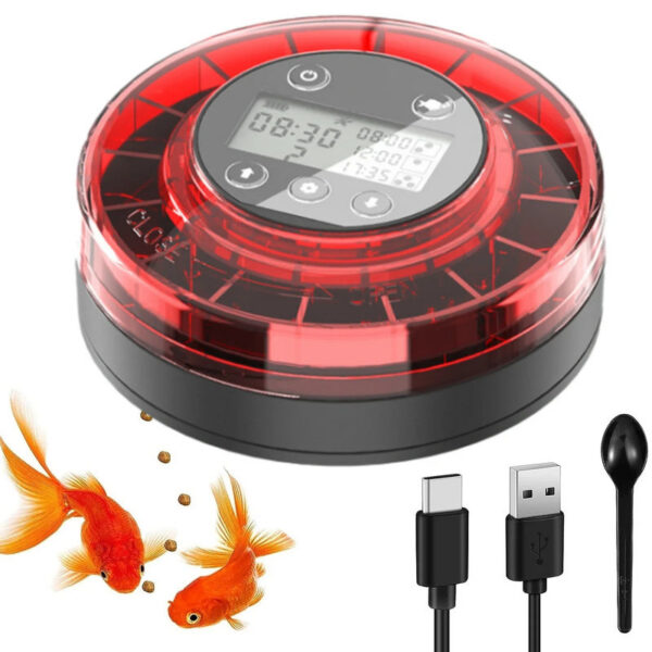 Fish for Aquarium Automatic Food Dispenser Rechargeable Timer Feeder with USB Cable LCD Display