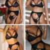 Avidlove Women Lingerie Set Lace Teddy Strap Babydoll Bodysuit with Garter Belts