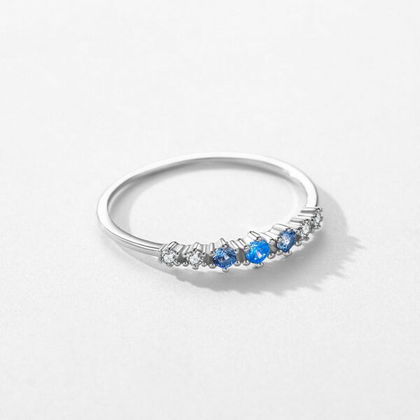 Modian Sterg Sier Simple Stackable Fashion Thin Finger Ring Charm Blue Zirconia Rings For Women Wedding Fine Jewelry