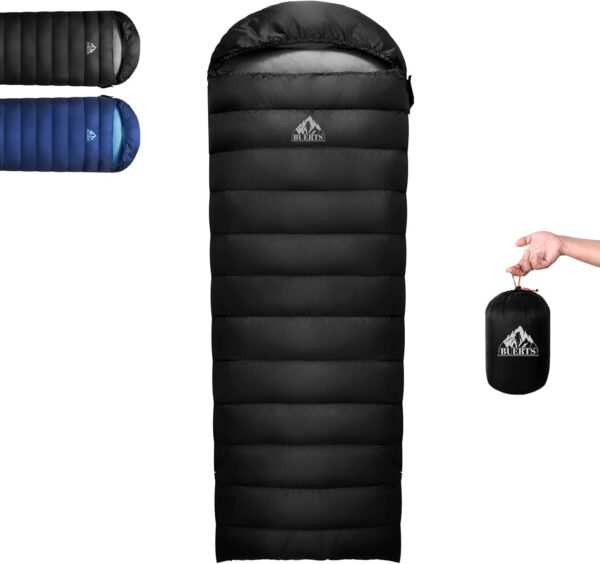 16474413419c1af6 BUERTS Daunen Sommer Schlafsack, 840g Schlafsack kleines packmaß,680 FP,Ultraleicht Schlafsack Erwachsene und Jugendliche, Wandern, Camping und andere Outdoor Aktivitäten. Mit Kompressionssack.