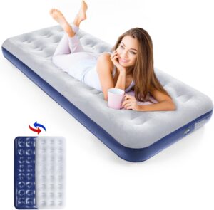 1676d672dc396339 Camping Air Mattress Inflatable Air Bed Flocked Surface Travel Bed Sleeping Pad Air Bed for Outdoor Camping Tent Guest Travelling
