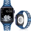 LELONG Compatible with Apple Watch Band 38mm 40mm 41mm Series 9 Series 8 7 6 5 4 3 2 1 SE Ultra, Bling Replacement Bracelet iWatch Band, Diamond Rhinestone Stainless Steel Metal Wristband Strap