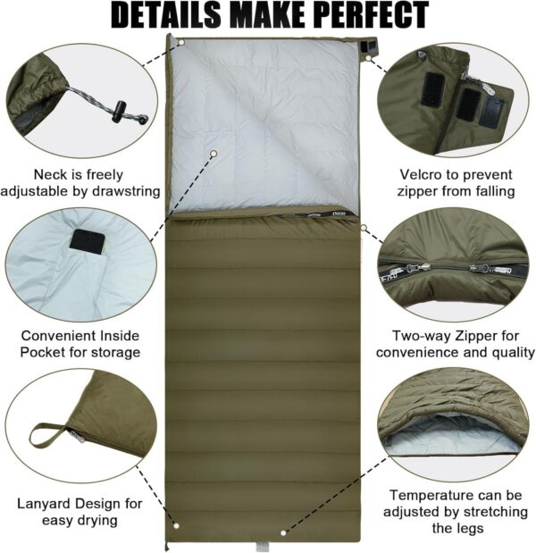 16896a2cbcec1c2c QEZER Down Sleeping Bag,Lightweight Rectangular Sleeping Bag for Adults,Kids,Boys,Girls 3 Seasons Backpacking, Hiking and Camping Outdoor,can be used as the Blanket