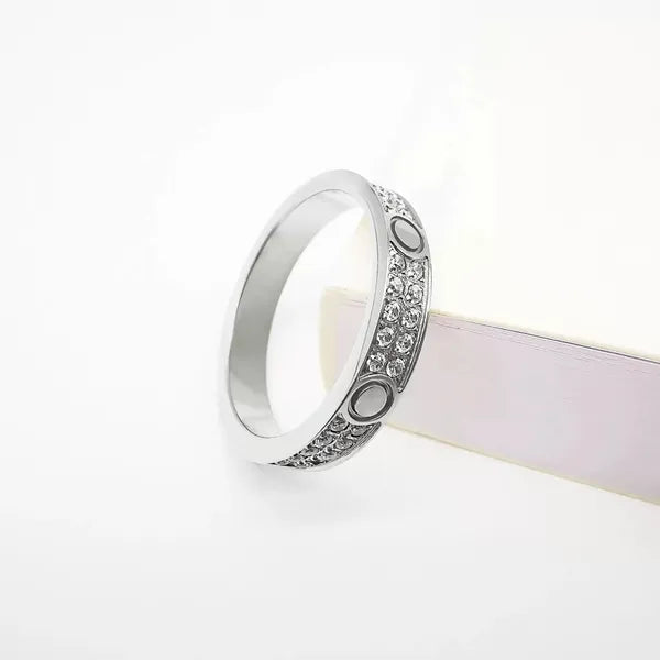 168f6c94e84356a8 brand Jewelry Designer Couples Diamond Screw Ring Ladies stainless steel zircon jewelry Gift 6-10
