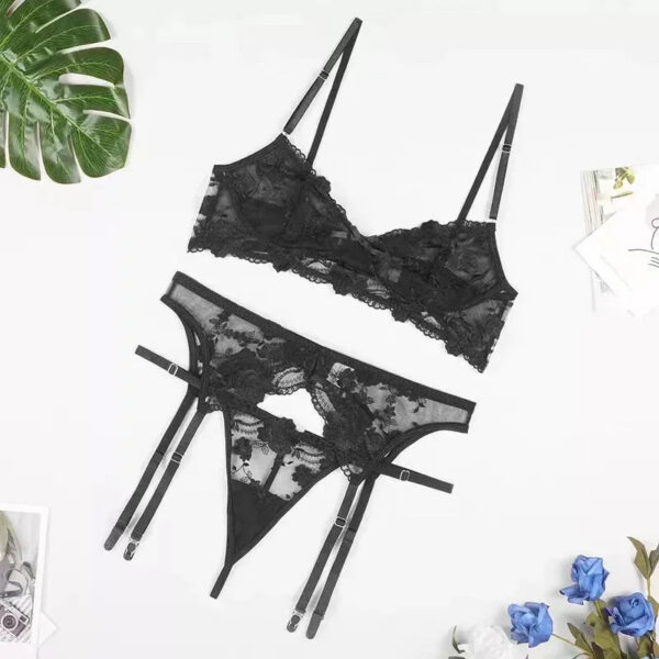 Women Lingerie Set Lace Embroidery Push Up Bra Panties Sets Deep V Gather Top Sexy Underwear Bras Brassiere Lingerie Set sissy