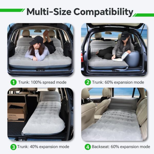 169d6d286f5a4b8a SUV Air Mattress, Thickened Flocked Camping Bed for Car Trunk & Back Seat , Includes Electric Pump & 2 Foot Pedals , Portable Inflatable car Mattress (Gray)