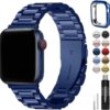 16a056e27ad43d6d Fullmosa Compatible Apple Watch Bands 41mm 40mm 38mm, Stainless Steel iWatch Band with Case for Apple Watch Ultra2/Ultra Series 9/8/7/6/5/4/3/2/1/SE/SE2, Rose Gold(Short)