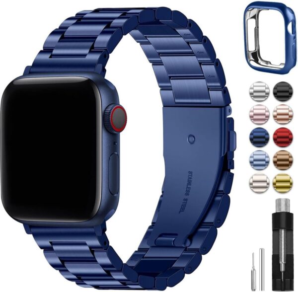 16a056e27ad43d6d Fullmosa Compatible Apple Watch Bands 41mm 40mm 38mm, Stainless Steel iWatch Band with Case for Apple Watch Ultra2/Ultra Series 9/8/7/6/5/4/3/2/1/SE/SE2, Rose Gold(Short)