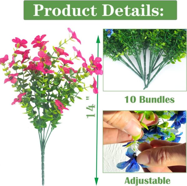 16f30def77342a29 Grunyia 10 Bundles Artificial Flowers Outdoor UV Resistant Fake Flowers No Fade Faux Plants Garden Porch Window Box Decorating (White)