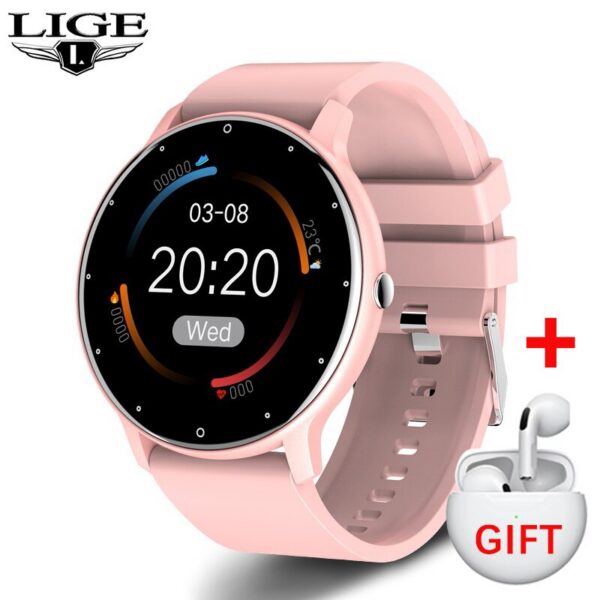 LIGE 2024 New Real-time Activity Tracker Heart Rate Monitor Sports Women Smart Watch Men Clock For Android IOS