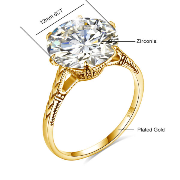 Szjinao Massive Certified 12mm 6ct Round Cut Moissanite Ring For Women Sier Wedding Diamond Test Pass Women's Jewelry Sale