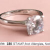 With Certificate White Gold Color Rings for Women 2.0ct Round Zirconia Diamond Solitaire Ring Wedding Band Engagement Bridal