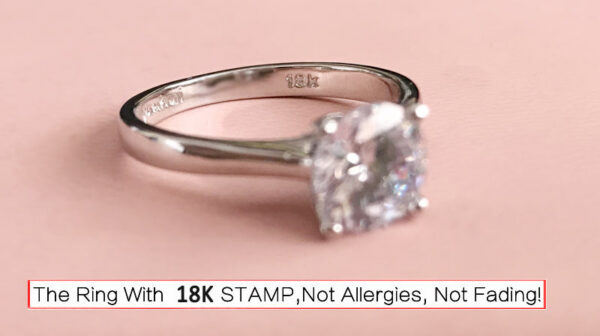 With Certificate White Gold Color Rings for Women 2.0ct Round Zirconia Diamond Solitaire Ring Wedding Band Engagement Bridal