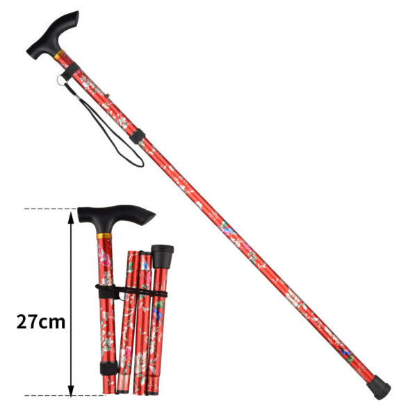 1715a57acaee3b58 Hiking Camping Mountaineering Printing Walking Stick Telescopic Baton Trekking Poles Folding Cane Crutches Pole Unisex