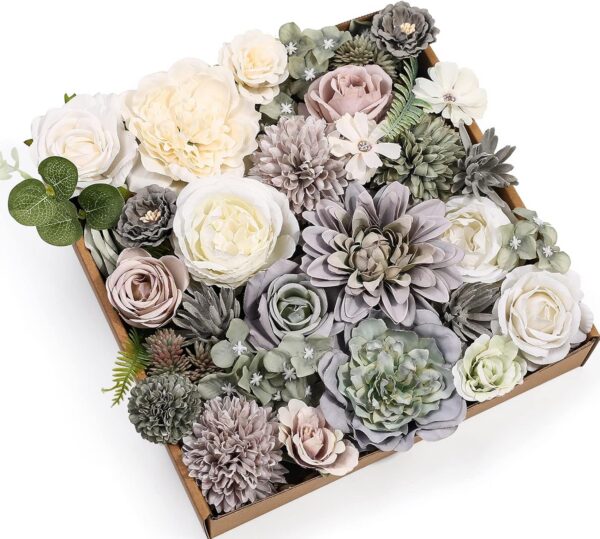 Serra Flora Artificial Christmas Flowers Greenery Combo Box Set Faux Flowers Bulk Flower Leaf with Stems for DIY Tree Ornaments Xmas Wreath Floral Arrangements Centerpieces