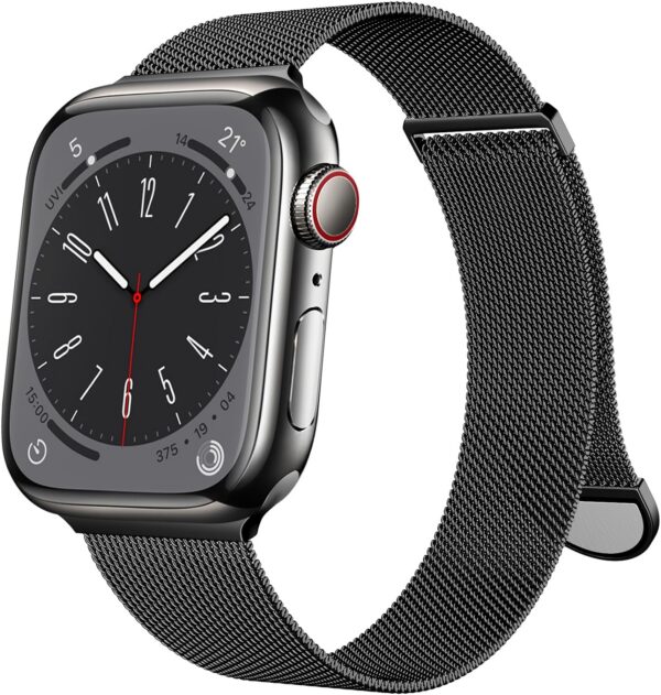 1738f97c5b586199 OULUOQI Compatible with Apple Watch Band Series 9, Ultra/Ultra 2, SE 8 7 6 5 4 3 2 1 38mm 40mm 41mm 42mm 44mm 45mm 49mm Women and Men, Stainless Steel Milanese Loop Magnetic Clasp Replacement for