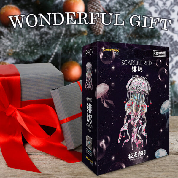 173e33b81375c062 Piececool 3D Puzzles Metal Model Gifts Colourful Jellyfish Building Kits Jigsaw DIY Toy for Adult (4 Colors)