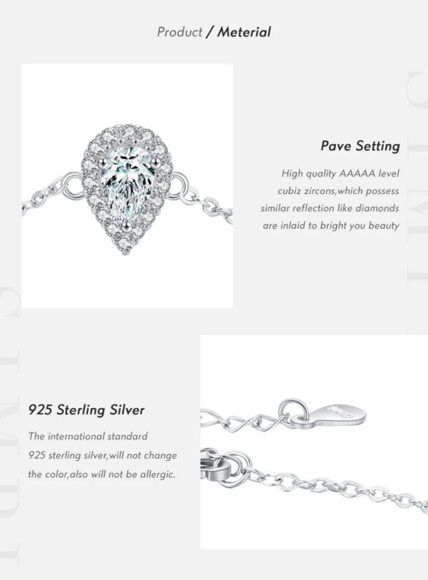 174d9c89429063c2 MODIAN 925 Sterling Silver Water Drop Clear CZ Bracelet Pear Cut Link Chain Platinum Plated Bracelet For Women Wedding Jewelry