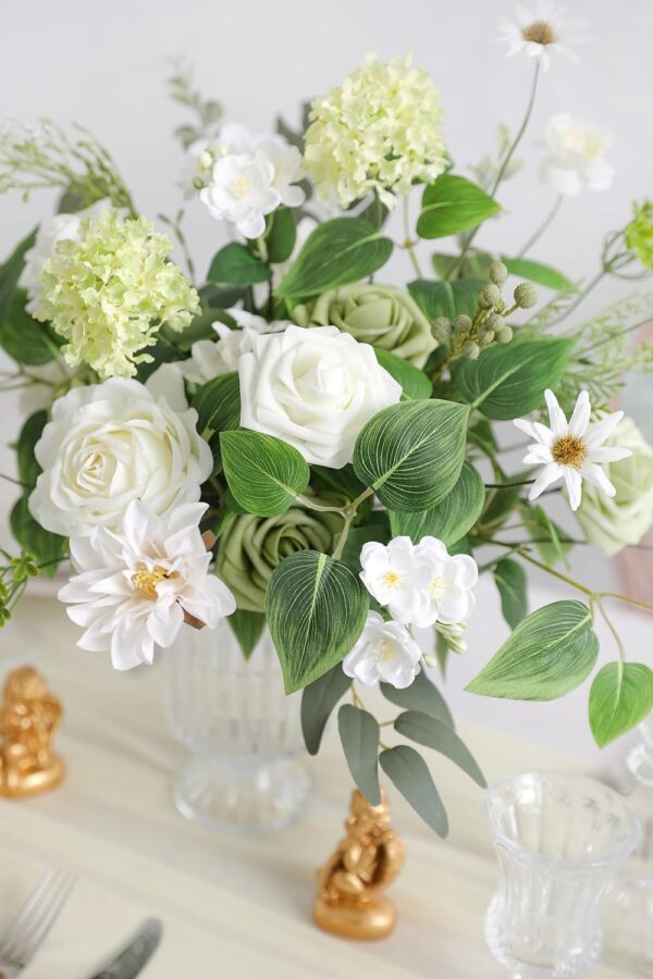 17529d687020c37b YYHUAWU Artificial Flowers Combo Set Fake Flower Leaf Box with Stems for DIY Wedding Bouquets Centerpieces Arrangements Baby Shower Party Home Decorations