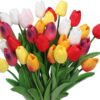 17796fc7f2ea8ec4 Dark Pink Tulips Artificial Flowers 20Pcs Real Touch Faux Fake Tulips Flowers for Home Office Wedding Decor Artificial Tulips Flower Arrangement Bouquet Faux Flowers for Decoration