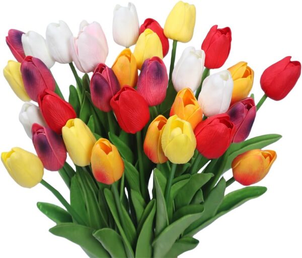 17796fc7f2ea8ec4 Dark Pink Tulips Artificial Flowers 20Pcs Real Touch Faux Fake Tulips Flowers for Home Office Wedding Decor Artificial Tulips Flower Arrangement Bouquet Faux Flowers for Decoration