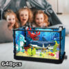 Fish Tank Kit with Lights, MOC Aquarium Marine Animal Building Blocks for Kids 6+, Bricks Toys Gifts