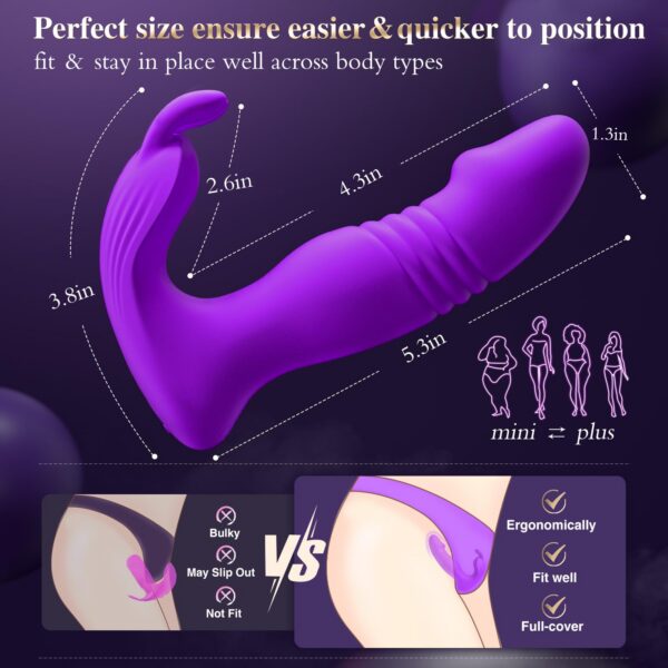 Adult - 3IN1 App Wearable Remote Rose Toy, Sex Pleasure Tools for Women with Clit Modes & 9 Thrusting Dildos Nipple Anal Toys Sucking Vibrator