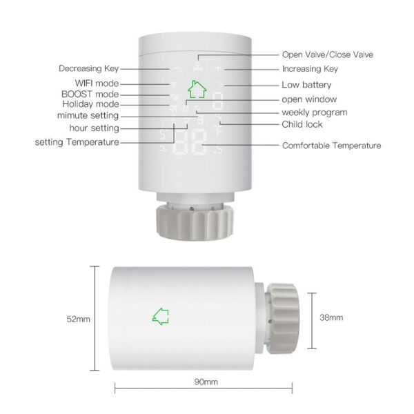 Tuya Zigbee Smart Vae Programmable Thermostatic Radiator Temperature Controller Alexa Google Home Voice Control