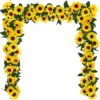 3 Pack Artificial Sunflower Garland, 7.5ft/Strand Silk Sunflowers Hanging Vines Flowers with Green Leaves for Room Kitchen Garden Birthday Wedding Baby Shower Party Table Decor Large