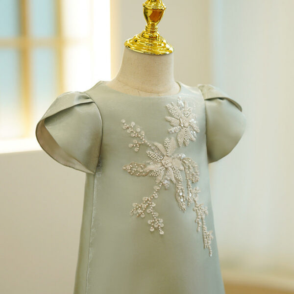2024 Flower Girl Dress s For Wedding Children 1st Birthday Baptism Dresse Kids Beading Girls chi-pao Baby Infant Party Wear Gown