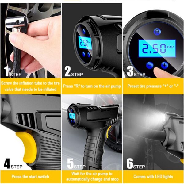 120W Handheld Compressor Wireless/Wired Iatable Portable Air Pump Tire Iator Digital for Car Bicycle Balls