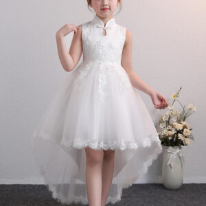 New Design Kids Dress For 4-12 Girls Wedding Party Tailing Tulle Elegant Princess Sleeveless Children’s Dresses