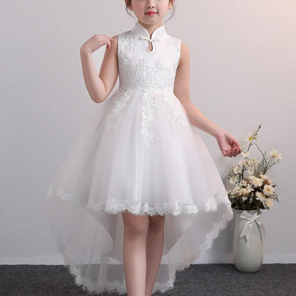 New Design Kids Dress For 4-12 Girls Wedding Party Tailing Tulle Elegant Princess Sleeveless Children’s Dresses