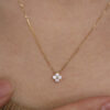 ITSMOS Solid Sterling Sier Zircon Flower Diamond Pendant Dainty Simple Gold Necklace For Women Wedding Party