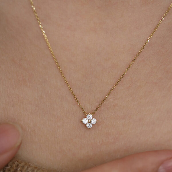 ITSMOS Solid Sterling Sier Zircon Flower Diamond Pendant Dainty Simple Gold Necklace For Women Wedding Party