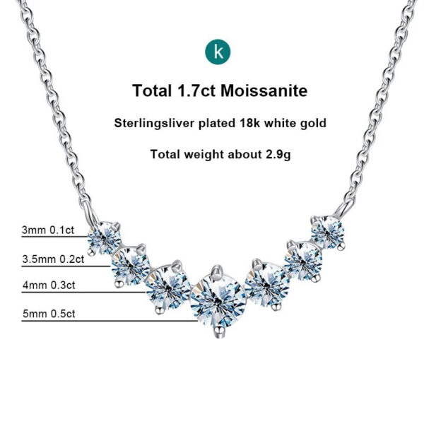 Real Moissanite Diamond for Woman Engagement Jewely with Certificates Sterling Sliver Plated White Gold Necklace