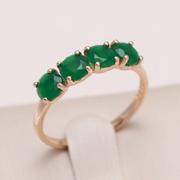 18262124cf809de3 100% rose Gold Ring for Women Natural emerald gemstone Jewelry De Bizuteria Anillos Mujer Gemstone gold Rings Box