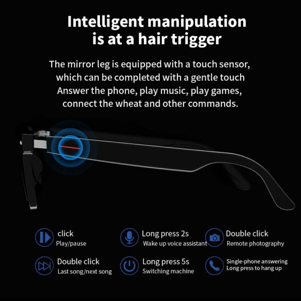 SENBONO E13 Smart Glasses:Blue Light Filtering Polarized Sunglass Lenses Audio Built-in Mic Speakers Touch & Voice Assistant