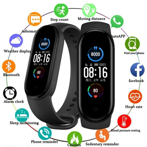 183e24f493a72601 M5 Watch Color Screen Step Counting Multi Sport Mode Message Reminder Photography Music Remote Control Smart Band